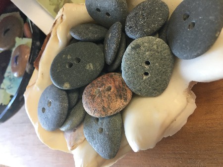 Yarns - Beach Stone Buttons - Natural stone buttons with 2 holes